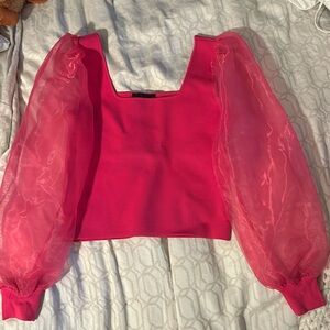 House of Harlow Hot Pink Puffy-Sleeved Long Sleeve.